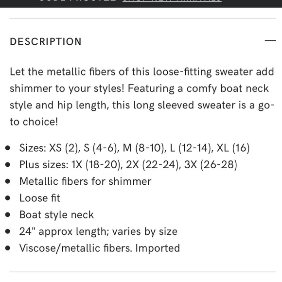 Venus plus size metallic thread sweater - Picture 4 of 4